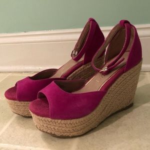 Hot pink wedges